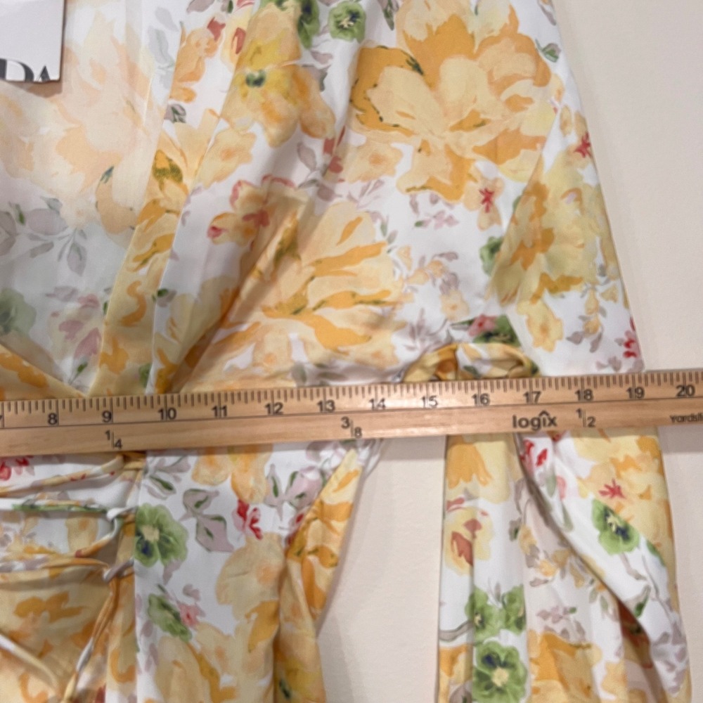 NWT Zara Floral Lace-Up Corset Mini Dress Yellow Size Small A3 - Picture 7 of 9